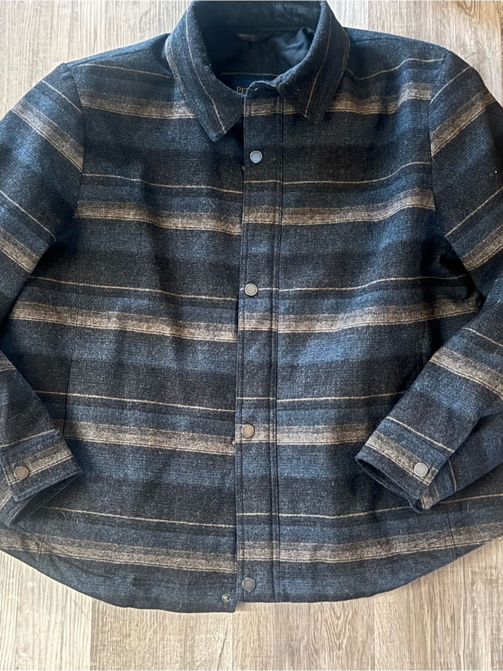 Pendleton Men's Navy Striped Button-Up Wool coat NWOT